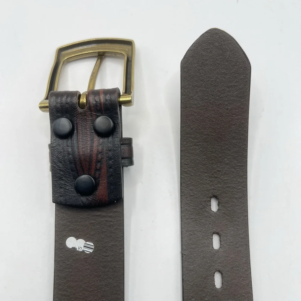 Wrangler Genuine Leather Embossed Western Belt 44/110 Brown Rodeo Cowboy‎